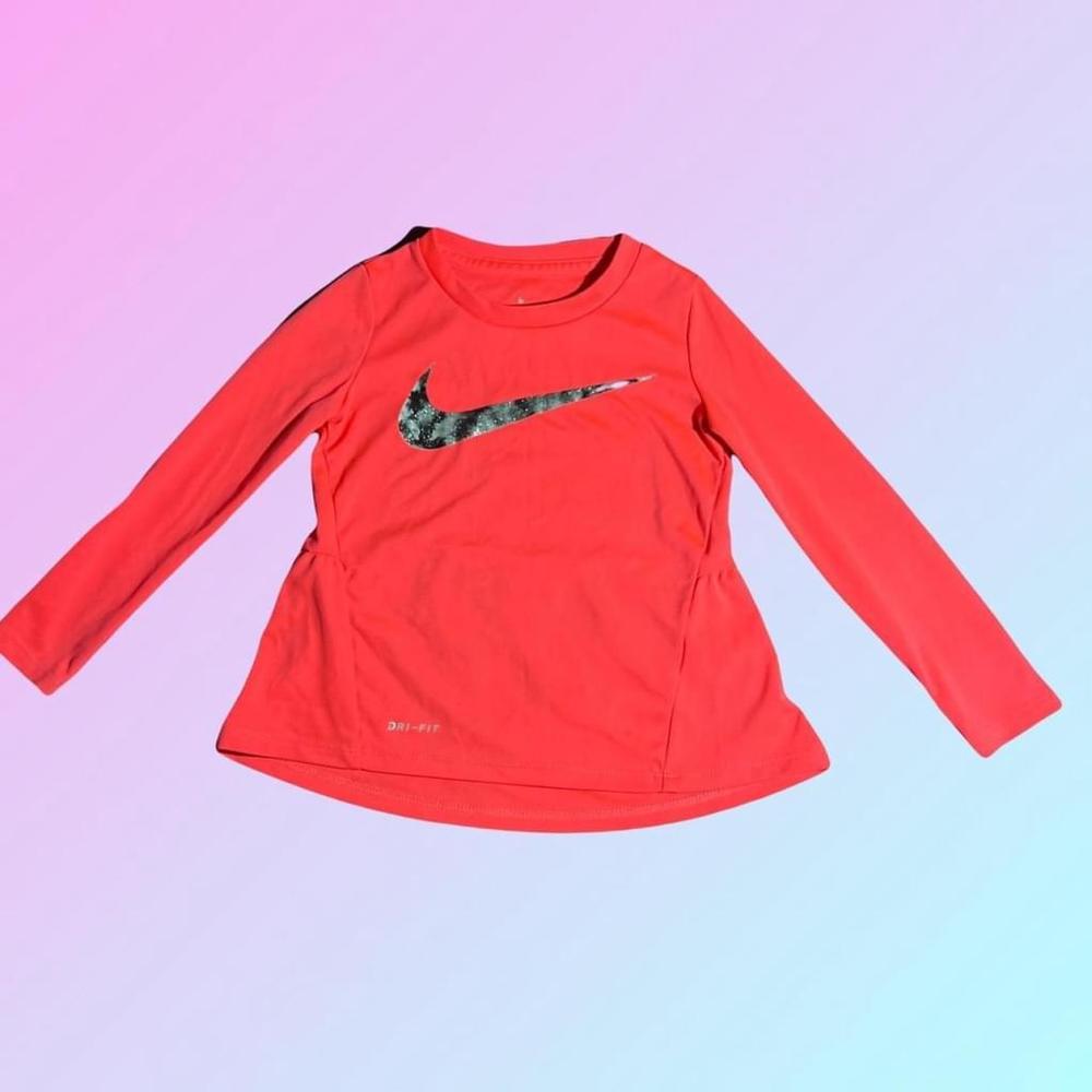 Nike DryFit Pink Shirt with Silver Swoosh, Girls Toddler 2T-4T